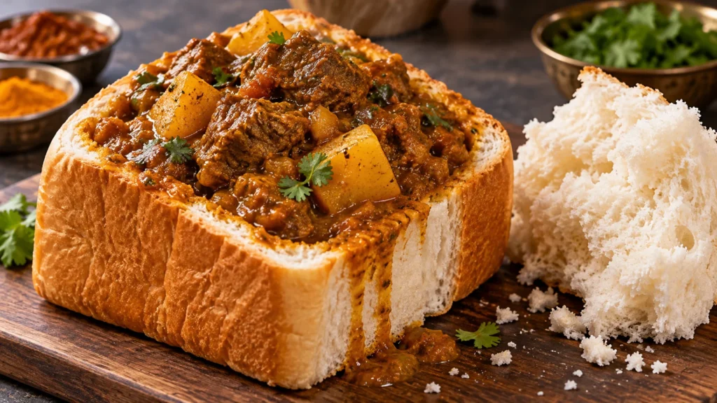 Bunny chow em Durban: não tem coelho, e até o prato você come
