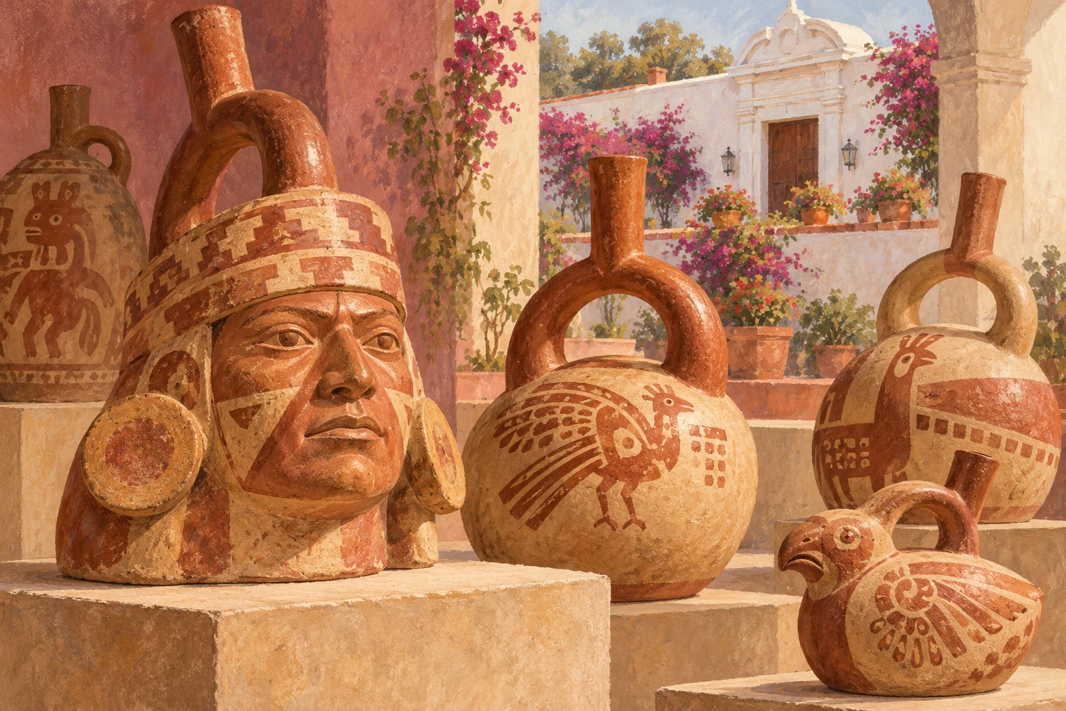 Ilustração conceitual de cerâmicas pré-colombianas peruanas