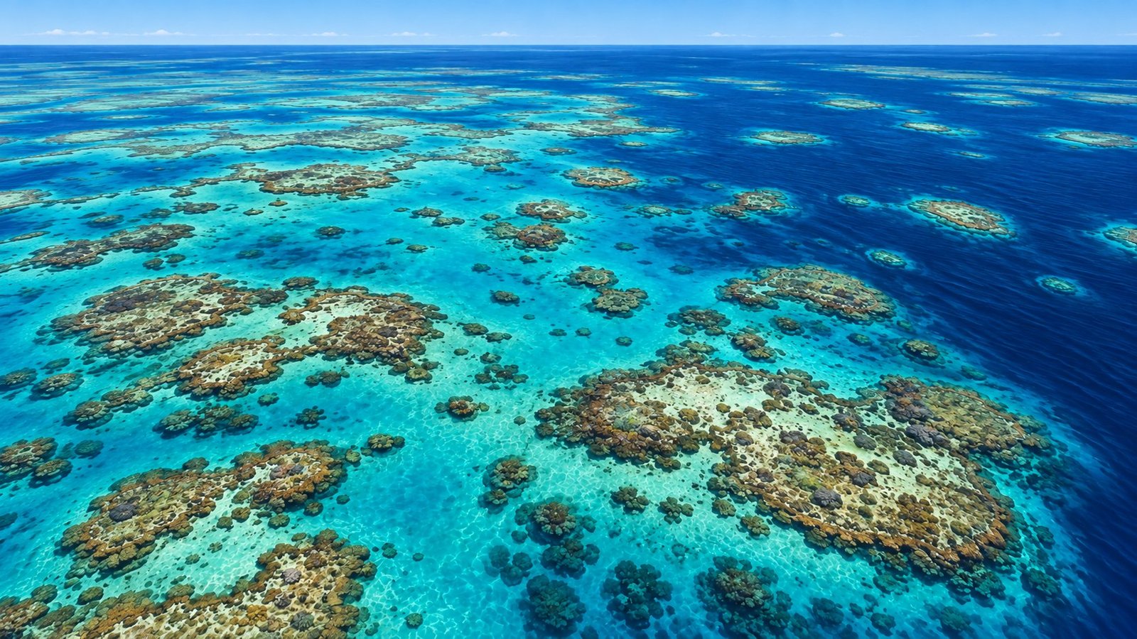 Ilustração de IA de recifes e águas da Grande Barreira de Coral