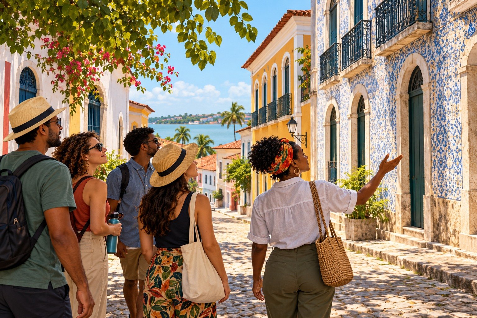 Ilustração de passeio cultural pelo centro histórico