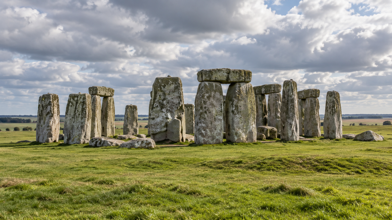 Ilustração de IA de Stonehenge na planície de Salisbury, Inglaterra