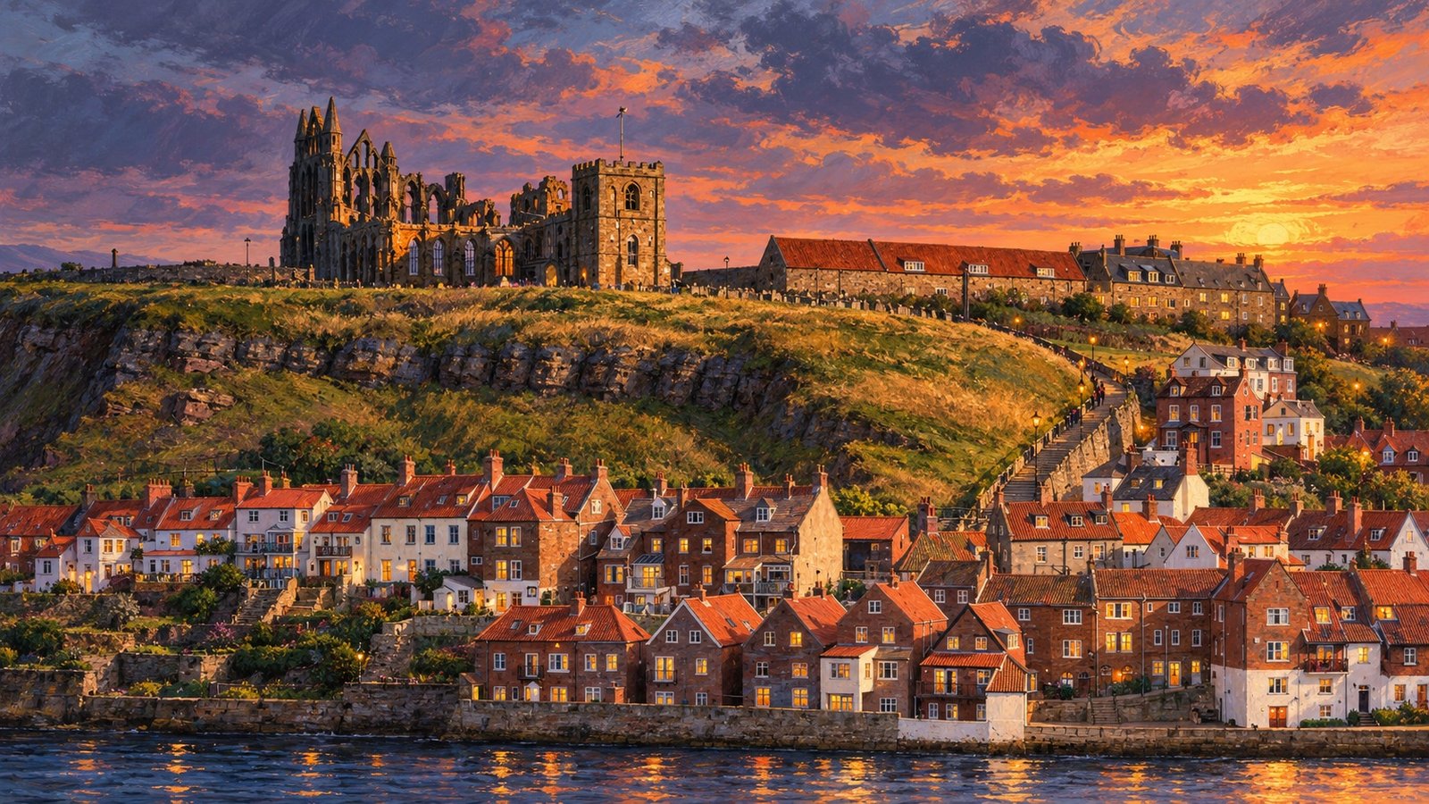 Ilustração de Whitby como cenário literário de Drácula.